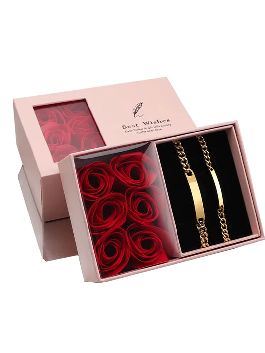 Engraved Bracelet Set - Eternal Rose Box